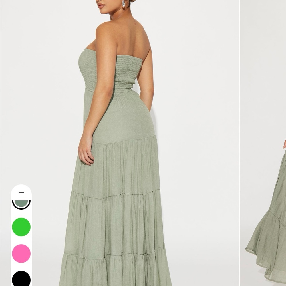 Elegant Green Strapless Maxi Dress